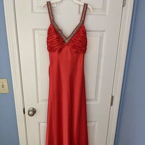 Floor length Red dress with beading